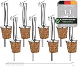 Welsberg 8x Flaschenausgiesser mit Kork & Deckel und 1x Reinigungsbürste, Ausgießer für Flaschen, Öl-ausgießer Spirituosen Wein Likör Essig