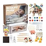 Knete für Kinder, luftgetrockneter Ton, sicher und weich, mit 12 Farben, Zubehör für Skulptur und Malerei für drinnen und draußen, Zuhause, Klassenzimmer, Schule, Party