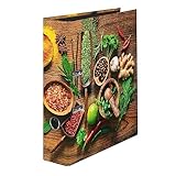 Original Falken Motiv-Ordner Spice. Made in Germany. 8 cm breit DIN A4 Ringordner Aktenordner Rezeptordner Plastikordner Motivordner für Kochrezepte