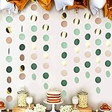 Party Deko Geburtstag, VEGCOO 5 Stücke Luftschlangen Gold 10 Meter für Party Deko, Funkeln Papier Girlande Gold für Wedding Party Decorations/Geburtstag Deko/BabypartyGrün