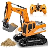 Daioller RC Bagger für Kinder 3-5 Jahre alt - Baggerspielzeug, Ferngesteuerter Bagger hydraulisches Spielzeug für Jungen 4-7, Bauwagen mit 60+Min Spielzeit/Ton/Licht