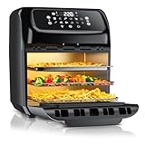 Arendo - 4 in 1 Heißluftfritteuse 12 Liter - Grill - Dörrautomat - Backofen - Air Fryer - LED-Touchscreen - Easy&Clean - Fritteuse Drehgrill ohne Öl - Umluft - Pizza Hähnchen Pommes - BPA frei