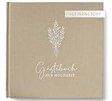 luftundliebe Gästebuch Hochzeit mit Fragen zum ausfüllen, Gästebuch, Hochzeit Gästebuch, Vintage, Hardcover mit echtem Leinenumschlag, Hochzeitsgästebuch, Boho-Stil - Beige