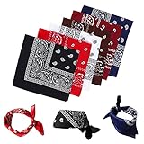 Bandana Kopftuch ,6 Farben 100% Baumwolle Neckerchief Paisley Muster,6er Halstuch Biker Nikki Tuch Haar Schal Vierecktuch für Damen und Herren
