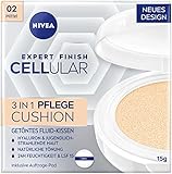 NIVEA Cellular Expert Finish 3in1 Pflege Cushion für mittlere Hauttöne (15 g), Make-up mit Hyaluron, Kollagen-Booster und LSF 15, feuchtigkeitsspendende Cushion Foundation