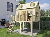 Prestige Garden Stelzenhaus Madrid KDI | 248x322x360 cm | Kesseldruckimprägniertes Kiefernholz | Mit 120 cm Podest, Veranda & Schlafboden | Kinder Outdoor Spielhaus