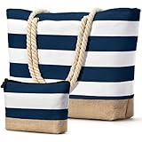 oscaurt Strandtasche Badetasche XXL Shopper Tasche Damen Umhängetasche Wasserdicht Beach Tote Bag mit Reißverschluss Faltbare Reisetasche Travel Bag Sporttasche (Leer-Dunkelblau)