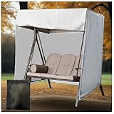 Hollywoodschaukel Abdeckung 3 Sitzer Waterproof，Windproof, UV-Resistant, Heavy Duty Garden Swing Cover für Rasen, Garten, Party ,Gray-220*125*170cm