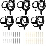 TAZZOR Trensenhalter für Pferde, Reitstall, Sattelkammer, 6er Set Trensenhalter Schwarz aus Metall, Pferdezaumhaken mit Expansionsröhrchen und Schrauben für Hilfszügel, Führstricke, Seile und Gurte