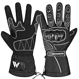 WESTWOOD FOX Motorradhandschuhe für Männer und Frauen, Leder Touchscreen Wasserdicht Warme Winter Motorradhandschuhe für Racing, Reiten, ATV, UTV und Outdoor Aktivitäten (SCHWARZ, L)