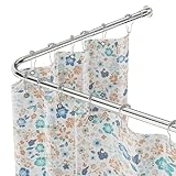 WELDUN L-Form Duschvorhangstange, verstellbar 68–96 cm × 68–96 cm, Edelstahl-Eck-Duschstange, wasserdicht und rostfrei, 90 Grad Gardinenstange, inklusive 12 Ringen