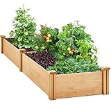 Yaheetech Hochbeet Pflanzkasten Palettenrahmen DIY mit 2 Pflanzbereichen aus Holz Wetterfest Gartenbeet Gemüsebeet Kräuterbeet Aufsatzrahmen für Garten Terrasse Balkon, 245,5 × 62,5 × 27 cm