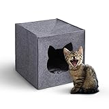 Bestlivings Katzenhöhle Filz für Regale (33x33x33cm) ÖKO-Tex - Katzenkorb inkl. Kuschelkissen - faltbares Katzenbett - Höhle für Katzen - Tierbett