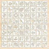 64 Stück Airbrush Schablonen Set 7.6x7.6cm für Textilgestaltung, Schablonen Malen, Schablonens Kinder, DIY Projekte, Schablones für Stoffe, Möbel und Handwerk