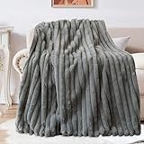 Kuscheldecke Kaninchen Plüsch Decke Super Soft Wohndecke Dick 540 G/M² Flanell Decke Couchdecke Warme Überwurfdecke Sofadecke Vielseitig Blanket Für Bett Sofa Schlafzimmer Büro Dunkelgrau 160 x 200cm