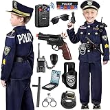 INNOCHEER Polizei Kostüm für Kinder, Spielzeug für Jungen, Halloween Karneval (Upgrade-Zubehör, Small-(4-5 Jahre))