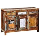 CKioict Sideboard Wohnzimmer Esszimmer Schrank Flur möbel Anrichte Altholz Massivholz Vintage mit 3 Schubladen & 3 TürenFür Eingang, Flur, Wohnzimmer