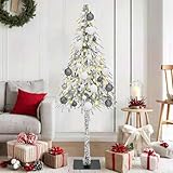 Weihnachtsbaum mit 150 LEDs Weiß 150 cm PE und Stahl, Wiederverwendbarer Christbaum für Geschäftsdekoration Weihnachtsfeiern Shopping-Center3396215