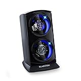 Klarstein Uhrenbeweger, Automatik-, Watch Winder, für Automatikuhren, Leiser Automatischer , Platz 2 Uhren, LED Beleuchtung, 3 Drehmodi, 4 Rotation, Schwarz