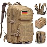 Oreunik Militär Rucksack Herren,45L Wasserdicht Taktischer Bundeswehr Rucksack Molle Rucksäcke Survival Backpack für Wandern im Freien Trekking Camping Wandern Angel Reise Arbeit (Khaki)