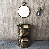 CAFIEDR Freistehendes Badezimmer-Waschbecken mit Sockel, Art Hotel Home, moderner Waschbeckenschrank mit Wasserhahn und Abfluss, stehender Badezimmerschrank, Badezimmer(Bronze mit Spiegel)