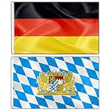 Bayern Flagge und Deutschland Flagge 90 X 150 cm Oktoberfest Party Deko Fahnen mit 2 stabilen Metallösen Deutsche Nationalflagge und Bavaria Fahne Oktoberfest Accessoires Bayrische Wetterfest Fahne