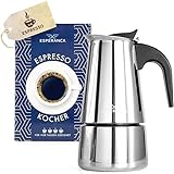 Esperanca Espressokocher aus hochwertigen Edelstahl, Induktion, für alle Herdarten geeignet 2-4 Tassen italienischen Espresso, Kaffee, Mokka – Espressokanne und Mokkakanne [200ml]