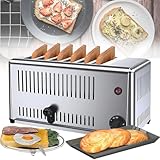 Kommerzieller Toaster 6-Scheiben-Toaster Edelstahl-Toaster 6 Schlitze Kommerzieller Brotbackautomat mit Timer für Restaurants, Schnellbacktoaster Sie können den Toastmodus für 3/6 Scheiben w