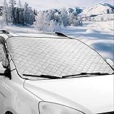 Longing Home Frontscheibenabdeckung, Scheibenabdeckung Auto Winter Windschutzscheibe Abdeckung Fixierung Faltbare Abnehmbare Eisschutzfolie für die gegen Schnee, EIS, Frost, Staub, Sonne 157x128cm