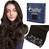 Fshine Clip in Extensions Echthaar 35cm Dunkelstes Braun Straight Hair 120 Gramm Brazilian Haar Haarverlängerung Extension Clip Remy Haare Extensions Echthaar Clip 7 Pcs Weihnachtsdeko #2