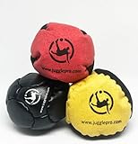 Juggle Pro - 3er-Set klassische Footbags aus Ultra-Wildleder und Kunstleder, ideal für Freestyle- und Gruppenspiele