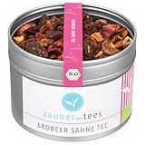 Zauber der Gewürze Erdbeer Sahne Tee Bio – Früchtetee mit natürlichen Erdbeer- und Sahnearomen, ideal für entspannte Teemomente, 70 g