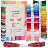 Stickgarn Set 100 Farben je 5 Meter: Schönes Garn zum Sticken, Knüpfen, Flechten, Basteln, Häkeln – Kreuzstich Set – Nähgarn von LIVAIA