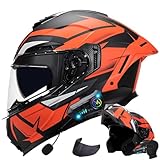 Motorradhelm mit Bluetooth Motorrad Herren Klapphelm ECE Zertifiziert Motorrad Helm, mit Doppelvisier Integralhelm Herren mit Mikrofon Roller Helm Motorradhelm Herren Damen