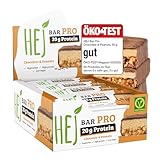 HEJ Bar Pro Proteinriegel Snack – Low Sugar Eiweißriegel | 20g Protein & 239kcal pro Riegel | Vegetarisch & ohne Palmöl – 12x60g Chocolate & Peanuts