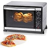 ROMMELSBACHER BG 1805/EE Minibackofen mit Umluft & XXL-Drehspieß / 42 Liter / 7 Heizarten / 4 Einschubebenen/Doppelverglasung/Innenbeleuchtung / 1800 W/Edelstahl