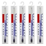 Lantelme 5 Stück Kühlschrank Thermometer Set Deutsche Herstellung analog Gefrierschrank Kühlschrankthermometer Haken 3293