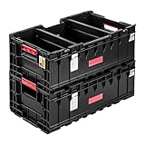 2x Werkzeugkasten ohne deckel XXL 35 Liter - 575 x 360 x 230 mm - Modulare offene Werkzeugkiste mit ausziehbaren Fächern Transportbox Werkzeugkoffer Premiumklasse