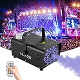 Nebelmaschine Mini Disco Rauchmaschinen mit 18 LED RGB Party Lichtern, 500W und 2500CFM mit 2 Funkfernbedienungen für DJ Bar Weihnachten Halloween Show Club Karaoke Zubehör