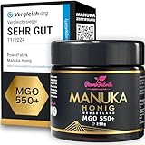 Manuka Honig | MGO 550+ | 250g | Das ORIGINAL aus NEUSEELAND | IM GLAS | PUR, ROH & ZERTIFIZIERT | Premium Qualität 100% natürlich | PowerFabrik