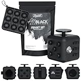 Steynfeld® - Fidget Set mit Fidget Cube inkl. gratis Fidget Popper, schwarz, Fidget Würfel, Fidget popit, ADHS Anti-Stress, Stressabbau, Anti Angst & Nervosität, Konzentrationshilfe