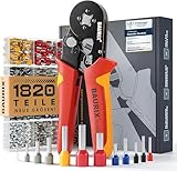 BAURIX® Crimpzange mit 1820 Aderendhülsen Set – Aderendhülsenzange selbsteinstellend 0,25–10 mm², 8-18mm Länge – Elektriker Werkzeug für zuverlässige Kabelverbindungen – PERSEUS (4-Kant)