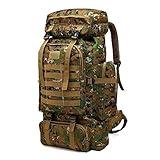 Groß Rucksack 60l - 80l, Outdoor Military Rucksack fur Herren Camouflage Notfallrucksack Wasserdicht Survival Gefüllt Fluchtrucksack Notfall Backpack Kampfrucksack Wander Rucksack leichte