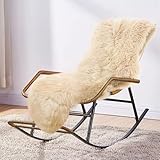 MH MYLUNE HOME Lammfell Teppich Schaffell echt groß 170cm x 60cm schafsfelle weiche und Flauschige Decke beige Sitzfell Bett-Vorleger oder Matte für Wohnzimmer Stuhl Sofa