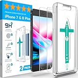XeloTech Schutzglas für iPhone 8 PLUS /7 PLUS (2 Stück) mit Schablone zur Positionierung - 9H+ Glashärte, Displayschutzfolie, Schutz Folie