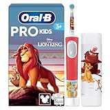 Oral-B Pro Kids König der Löwen Elektrische Zahnbürste für Kinder — Electric Toothbrush ab 3 Jahren inkl. 1 Aufsteckbürste, Reise-Etui und 2 Putzmodi für Zahnpflege, Weiß/Rot