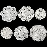 6 Stück Spitzendeckchen Gestickte Tischläufer Vintage Häkel Deckchen Beige Spitzendeckchen Rund Baumwolle Spitze Tischsets 20 cm Gestrickte Tischdecke Kleine Häkeln Handgemacht Untersetzer für Küche