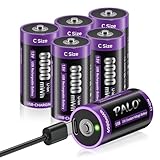 Mspalocell USB-C Lithium Batterien C 6000mWh LR14 Batterie 1,5V Schnellladung Typ-C Batterien Akku mit Ladekabel, Geringe Selbstentladung, mit Ladelicht, 1500+ Zyklus, 6 Stück Batterien Baby C