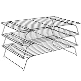 CUESVAP 3-lagiges Abkühlgitter, Stapelbar, Klappbar Kuchengitter Auskühlgitter, Brot Backen Zubehör für Kuchen, Grillen, Kekse & Plätzchen, 15.74×9.84In/40 x 25 cm