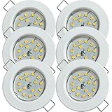 6x Flache SMD LED Modul Decken Einbauspots, 5W, 230V, 400 Lumen, Neutralweiß (4000K), Weiß, Rund, Starr, mit Sprengring, Lochausschnitt 55-65 mm, nur 28 mm Tiefe – Perfekt für Küche, Flur, Wohnzimmer